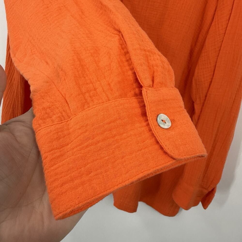 Soft Surroundings 3X Gauze Top Button Up V Neck Long Sleeve Orange Cotton - Picture 7 of 9